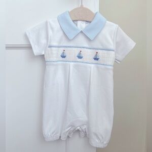 NWT Mini-La-Mode 3 Boats Smocked Romper | 3m